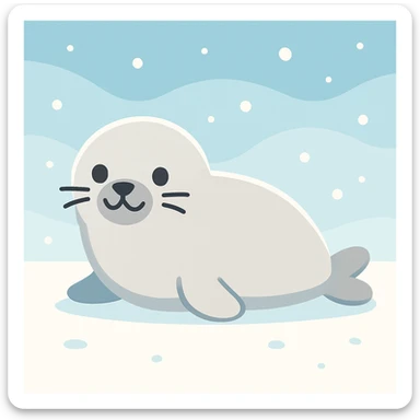 Flat design style seal in the snow sticker