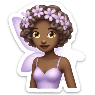 Beautiful lilac fairy brown hair flowers sticker