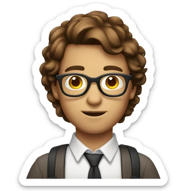 brown haired nerd sticker