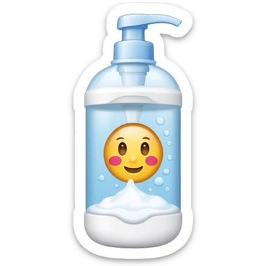 Bottle with a sticker for bath foam   sticker