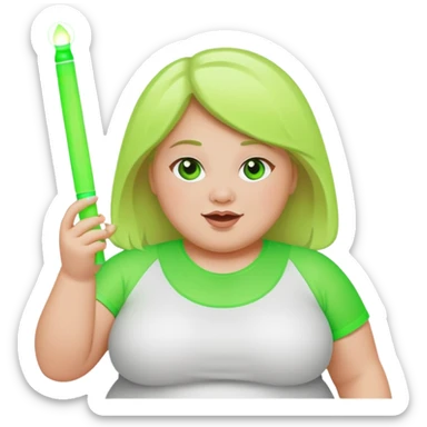 fat girl throwing glow stick sticker