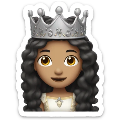 Princess- Fair skin- Long dark hair- crown sticker