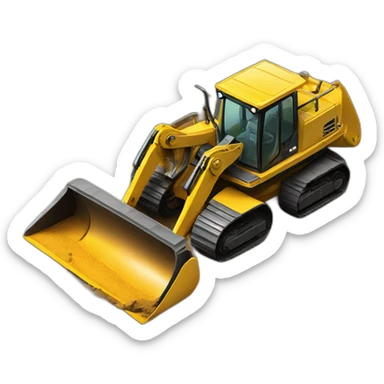 yellow excavator digging a hole into the ground sticker