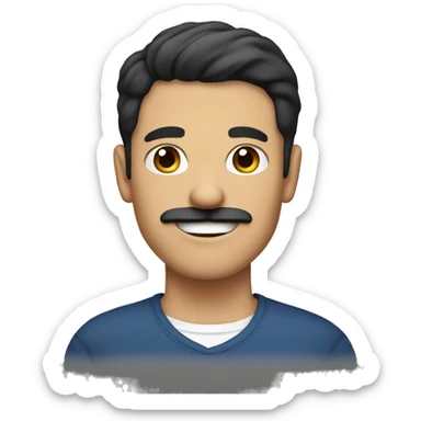 dark hair dark eyed man with short mustache thumbs up  sticker