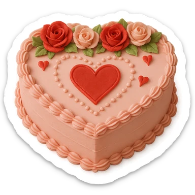 romantic heart-shaped cake sticker