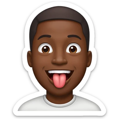 black man sticking his tongue out sticker