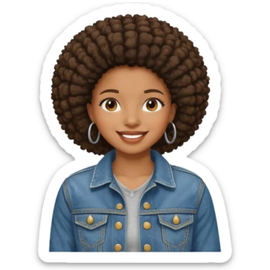 afro girl in jean jacket sticker