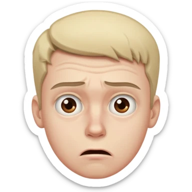 make an emoji of a (young person it has to be like very very confused, disgusted, make the eyebrows very expressive, make the face like he was asking a quiesfion and not getting the answer he wants, male his face TIRED sticker