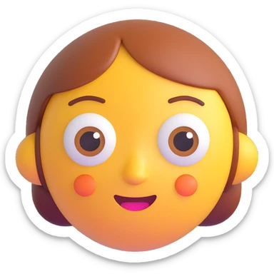 friendly, creative, and helpful AI emoji with a welcoming expression, bright eyes, and a slight smile, conveying intelligence and friendliness sticker