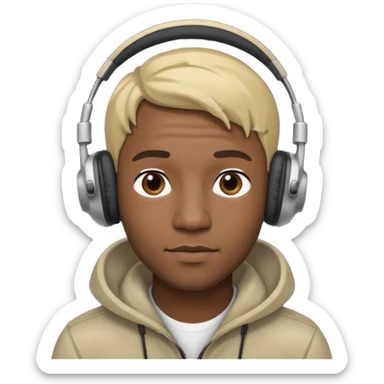 blonde black man wearing headphones sticker