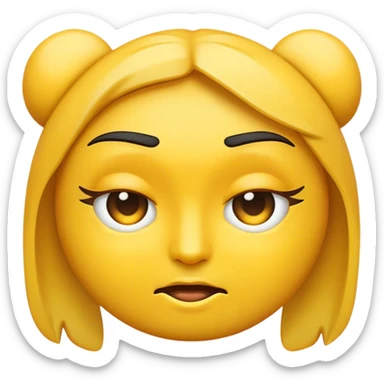 Normal emoji face with a bombastic side eye and thick eyebrow sticker