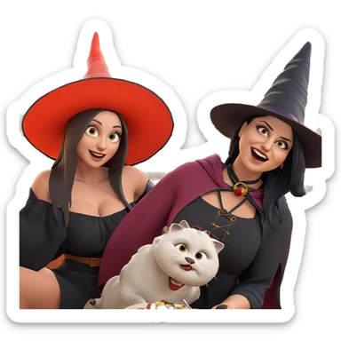 witches enjoying a festive feast sticker