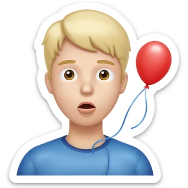 person inflating a balloon with their breath sticker