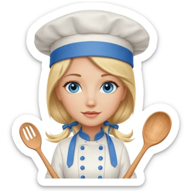 Sexy Long Blonde hair blue eyed female chef sticker