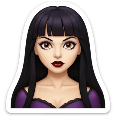 vampira parda sexy com cabelo preto longo e liso e franja sticker