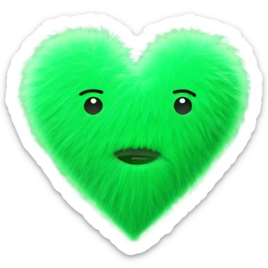 Green fuzzy heart sticker