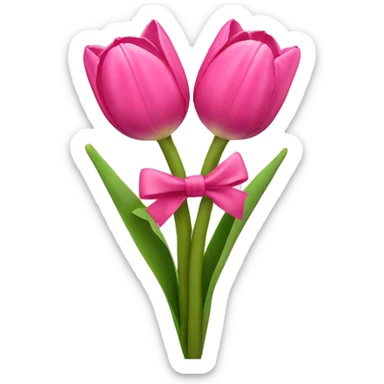 Pink tulips with a bow sticker