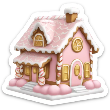 light pink and gold and white gingerbread house sticker