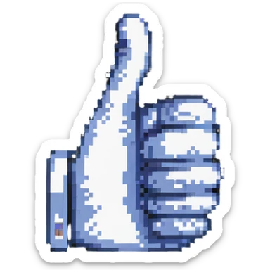 16-bit pixel art style emoji of a 'like' hand gesture sticker