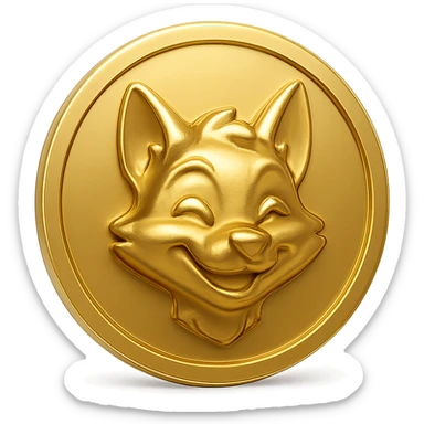 flat gold token with only the mascot's head centered, mascot's head rendered in gold to match the token, simple, no text or extra elements sticker
