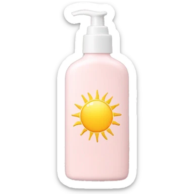 Pale pink lotion bottle with pale yellow sun on label sticker