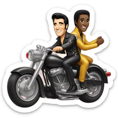 Elvis Presley and Pelé in a motorcycle sticker
