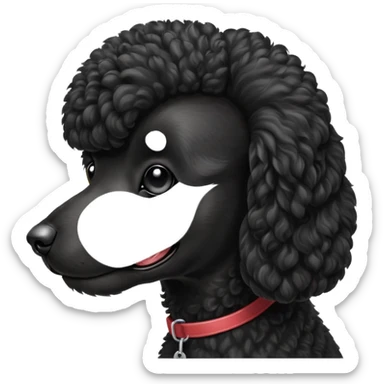 A high-resolution digital illustration of a black poodle in a clean, semi-realistic style. The poodle is shown facing sideways head tilted  sticker