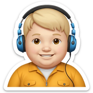 fat kid with headphones sticker
