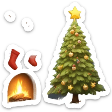 cozy christmas tree with Scandinavian inspired decorations sticker