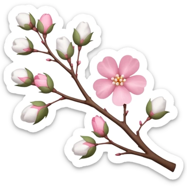 tree branch decorated with flowers and cotton sticker