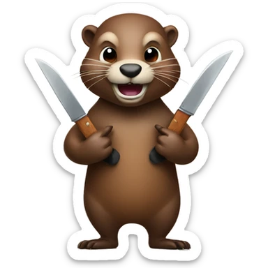 Beaver with knives  sticker
