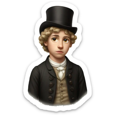 19th century teenager without a hat photorealistic serious sticker