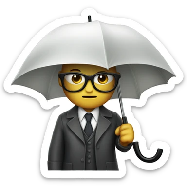 A mysterious detective  with a glasses under a white umbrella sticker