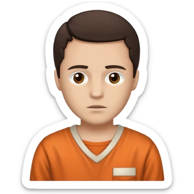 Jack Bolton from Poison with light skin, brown eyes, dark brown hair, ivory inmate outfit  sticker