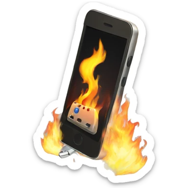 phone on fire sticker