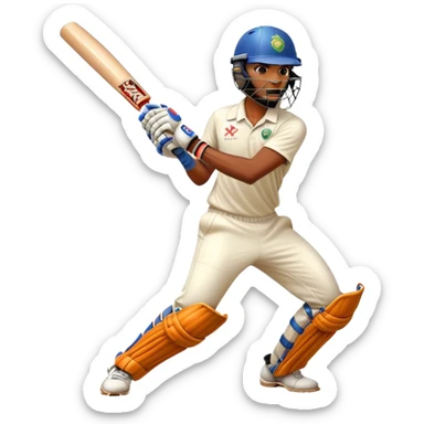 Cinematic Realistic Cricket Pop Culture Emoji, depicted with a dynamic, action‚Äêpacked scene capturing the spirit of India's beloved sport rendered with vibrant textures and energetic lighting. sticker