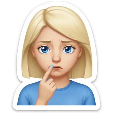 white blonde girl holding her nose because something stinks  sticker