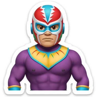 Mexican wrestler portrait, head and shoulders only, colorful luchador mask, muscular collar, confident expression, 3D cartoon, mobile game icon style, clean background, no text, no watermark
 sticker