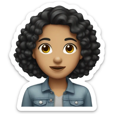 Hispanic girl with black curly hair  sticker