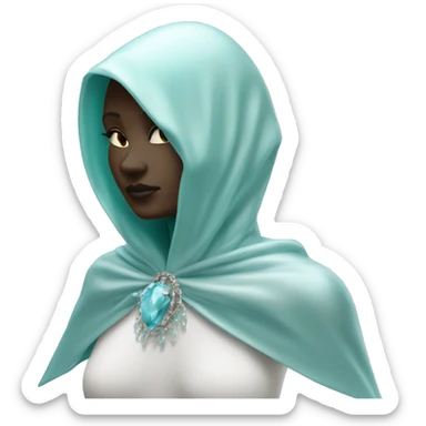 faceless mannequin flapping aquamarine gemstone white cape sticker