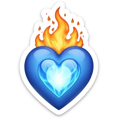 burning blue heart with blue flame sticker