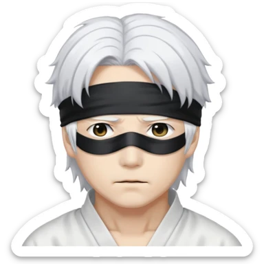 Satoru Gojo anime character with white hair and blindfold sticker