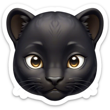 Cinematic Noble Baby black Panther Portrait Emoji, Poised with a touch of regal innocence, featuring a compact, sleek build with soft, dark fur and large, soulful eyes, Simplified yet sharp and sophisticated features, highly detailed, glowing with a gentle, mysterious glow, high shine, intelligent and endearing, stylized with an air of youthful authority, focused and attentive, soft glowing outline, capturing the essence of a tiny jungle guardian that appears ready to pounce out of the screen with effortless charm! sticker