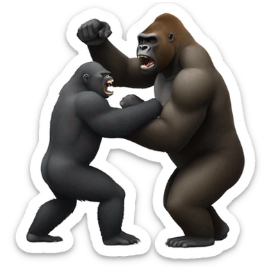 Gorilla punching a grizzly bear sticker