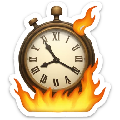 clock on fire in android style sticker