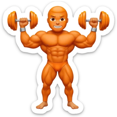 Fruit orange with a face and bodybuilder arms and leg sticker