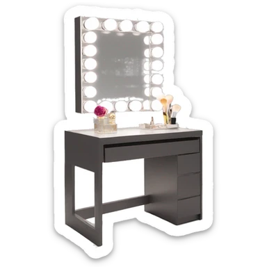 Vanity table with square led light mirror sticker