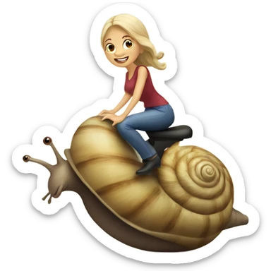 Caucasian Woman riding a snail sticker