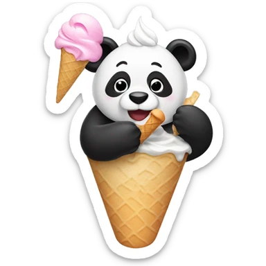 Panda eating ice cream sticker
