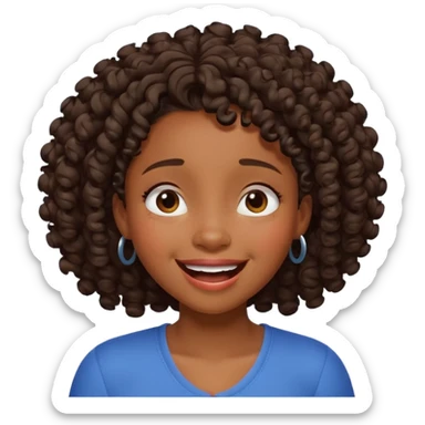 Black girl that looks like a Pixar character with curly hair is laughing with tears  sticker